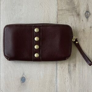 Linea Pelle Collection Leather Studded wristlet wallet